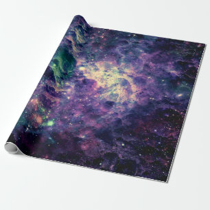 Papel De Presente Rochoso Espacial Galáxia Roxa Legal