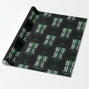 Papel De Presente Rock And Roll Vintage Verde