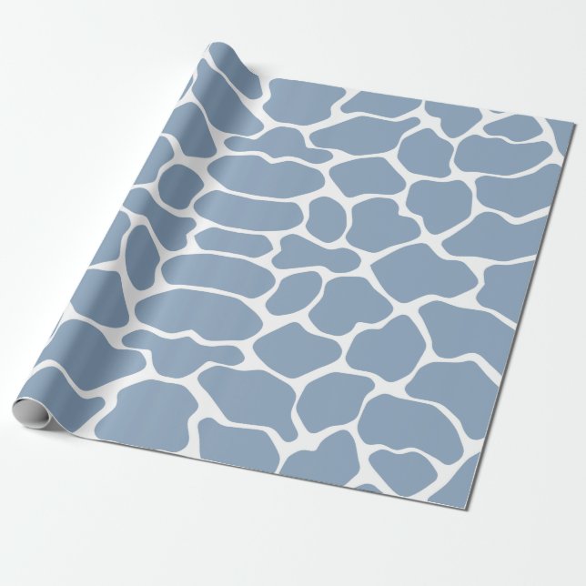 Papel De Presente Rock Blue Safari Giraffe (Desenrolado)