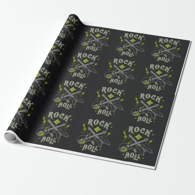 Papel De Presente Rock Music Pattern (Desenrolado)
