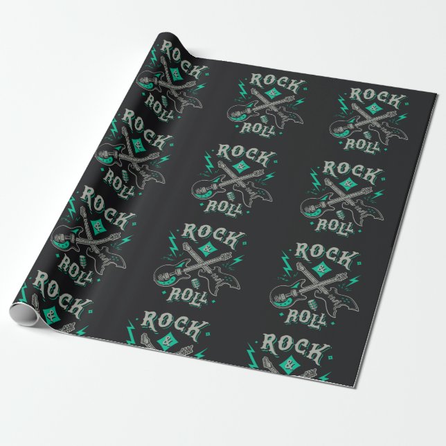 Papel De Presente Rock Music Pattern (Desenrolado)