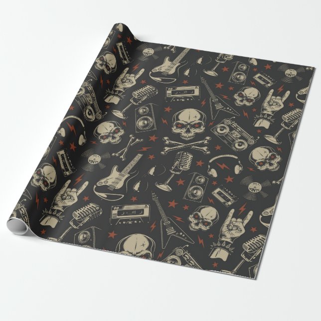 Papel De Presente Rock Music Pattern (Desenrolado)