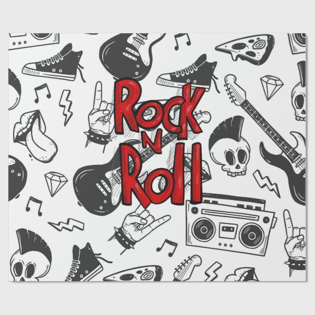 Papel De Presente Rock N Roll Para Sempre (Aberto)