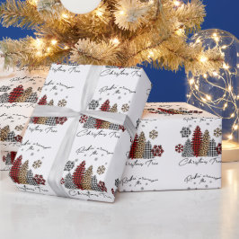 Papel De Presente Rockin’ Christmas Plaid Leopard Print Trees
