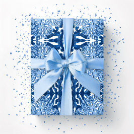 Papel De Presente Rococó Coral em Índigo Azul
