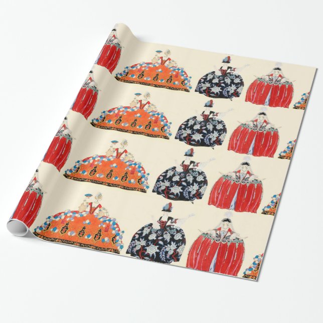 PAPEL DE PRESENTE ROCOCO LADIS ART DECO FASHION COSTUME DESIGN (Desenrolado)