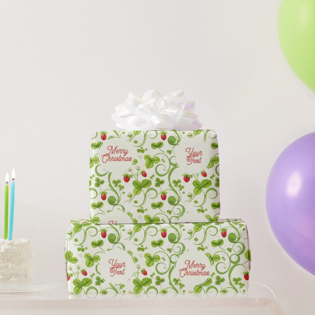 Papel De Presente Rococo Revival Wild Strawberry & Clover Custom (Presentes para festas)