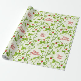 Papel De Presente Rococo Revival Wild Strawberry & Clover Custom