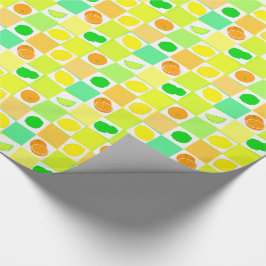 Papel De Presente Rocos de Frutas Cítricas de Limão, Lima e Laranja 