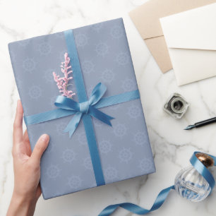 Papel De Presente Roda do Navio Tonal em Azul Cinza Claro