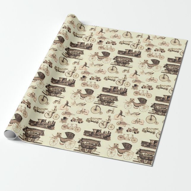 Papel De Presente Rodas Vintage (Desenrolado)