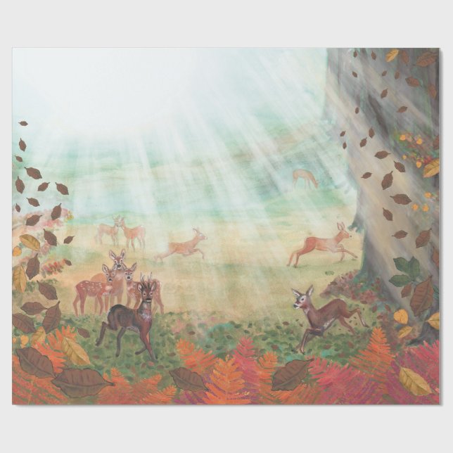 Papel De Presente Roe Deer Capreolus capreolus em Forest Sunlight (Aberto)