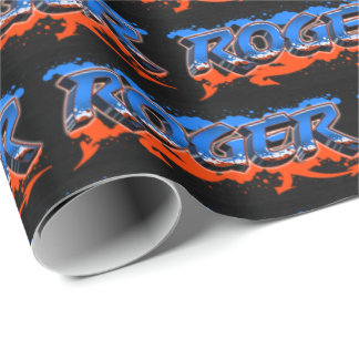 Papel De Presente Roger Vorname Name Graffiti blue orange