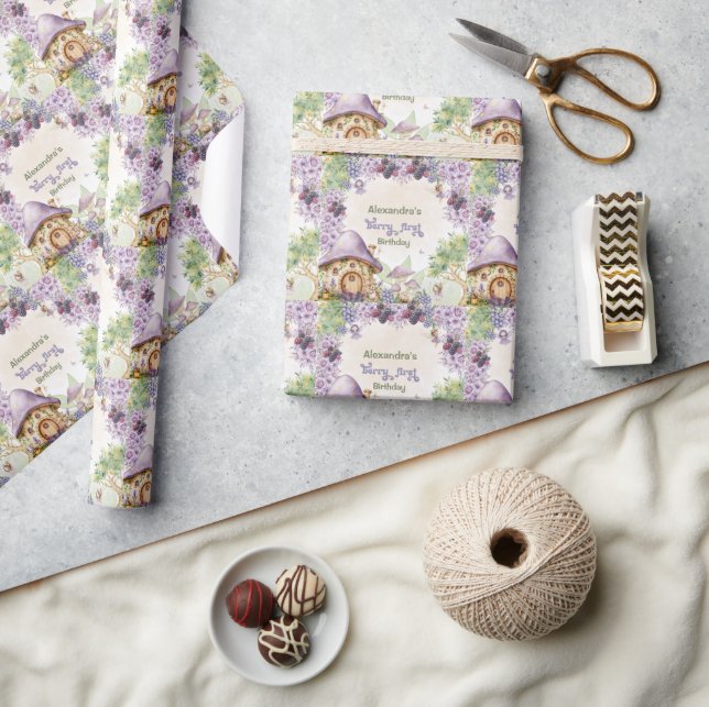 Papel De Presente Rogéria Fada Primeiro Morango Primeiro Aniversário (Artesanato)