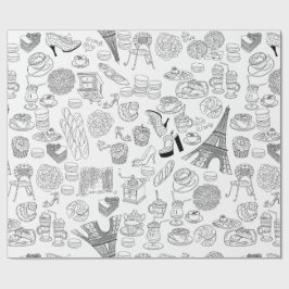 Papel De Presente roissants paris frança, rabisco francês da moda