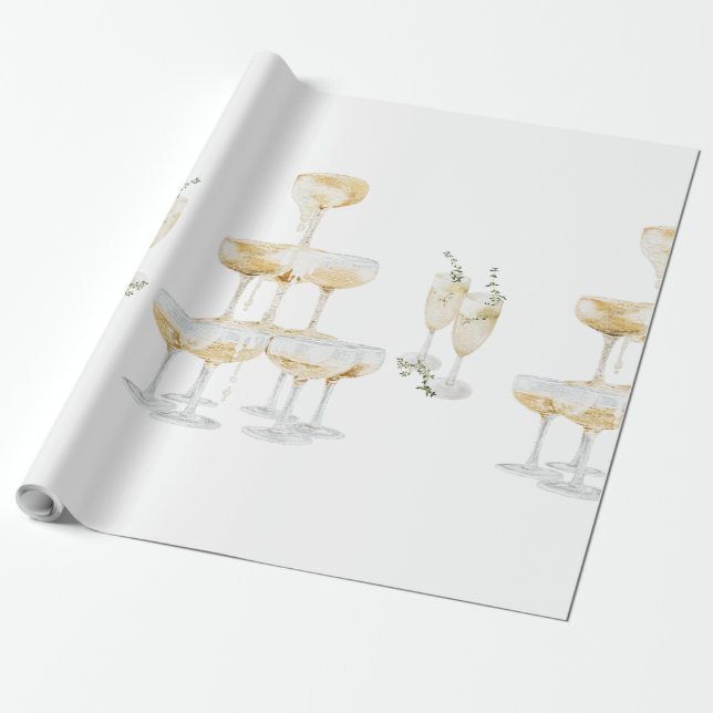 Papel De Presente Roll de Casamento de Champagne Elegante (Desenrolado)