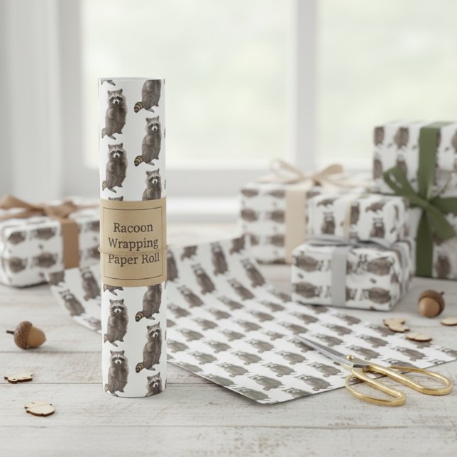 Papel De Presente Roll de papel de enrolamento de guaxinim (Raccoon Wrapping Paper Roll)