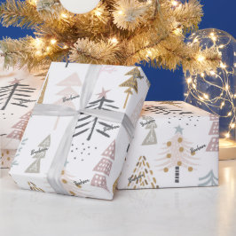 Papel De Presente Roll, Nome, Árvores Invernais Ilustradas Quimicame