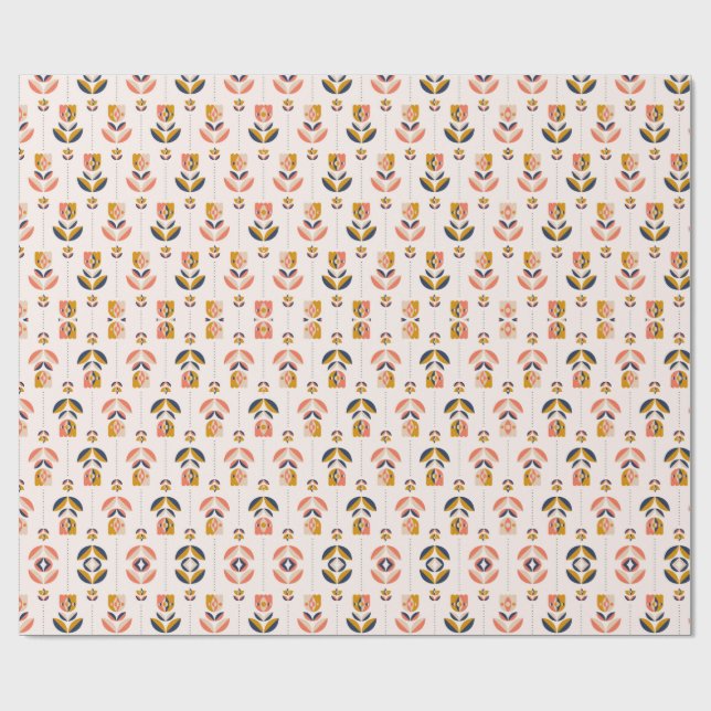 Papel De Presente Rolled pink floral wrapping paper with a repeated  (Aberto)