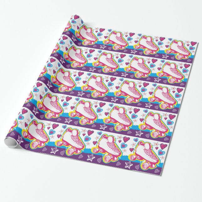 Papel De Presente Roller Skating Birthday Wraping Paper Wrapt Wrap (Desenrolado)