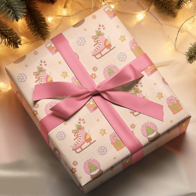 Papel De Presente Rollerskates de Natal do Groovay Retro (Criador carregado)