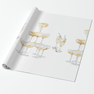 Papel De Presente Rolo de Cama de Casamento com Champanhe Elegante