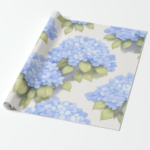 Papel De Presente Rolo de Embrulho Floral de Hortênsia Azul – Boutiq