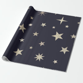 Papel De Presente Rolo de Estrela Preta Dourada Festiva Moderna 