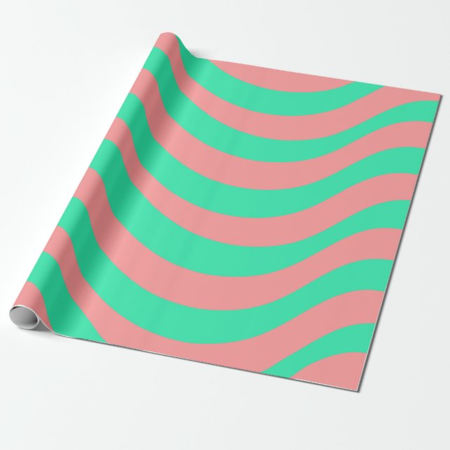 Papel De Presente Rolo de Presente Moderno Costeiro com Listra de Co (Desenrolado)