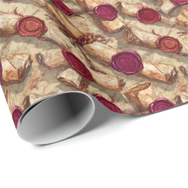 Papel De Presente Rolos Antigos com Selos de Cera Lore D&D (Ponta do rolo)
