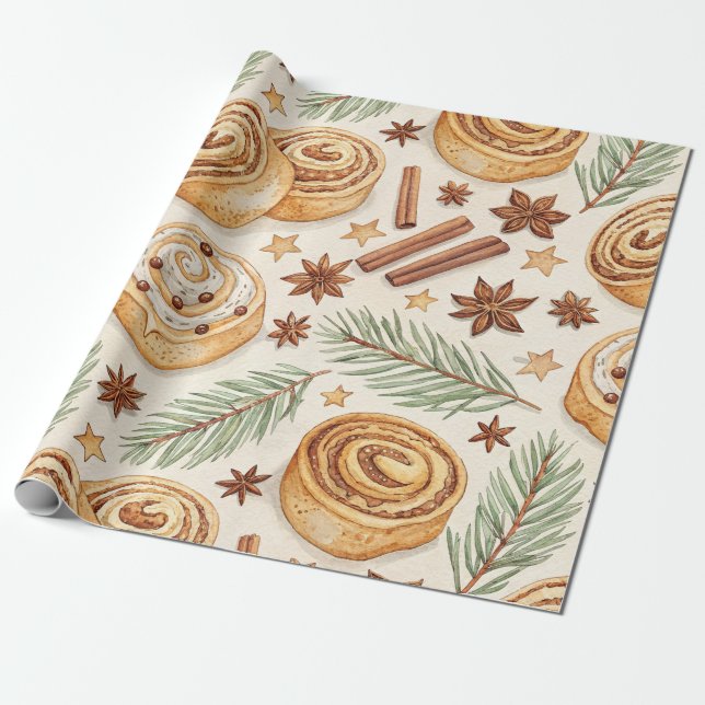 Papel De Presente Rolos de Canela e Especiarias - Confeitaria de Fer (Desenrolado)