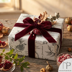Papel De Presente Romã e Mariposa do Mediterrâneo