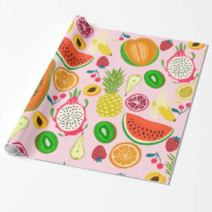 Papel De Presente romã kiwi de fruta de dragão tropical