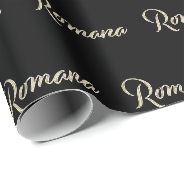 Papel De Presente Romana white gold Handwriting Geschenkpapier (Ponta do rolo)