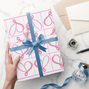 Papel De Presente Romance Corações Brancos Rosa Simples