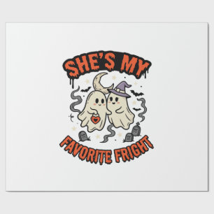 Papel De Presente Romance Humor Fantasma de Halloween