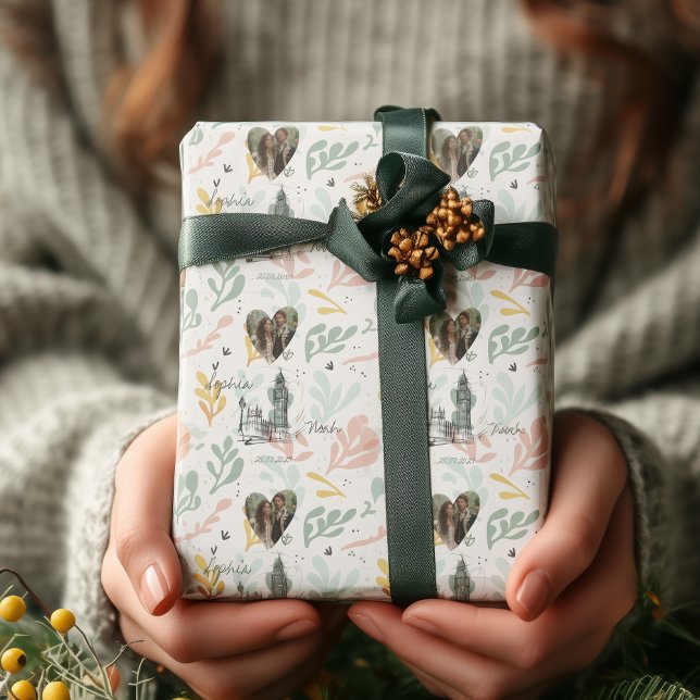 Papel De Presente Romance personalizado em Londres com fotos e nomes (Criador carregado)
