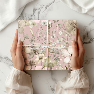 Papel De Presente Romance rosa pálido do paraíso das flores