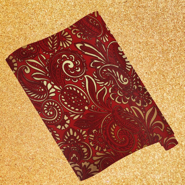 Papel De Presente Românico Vermelho Nulo Damasco Paisley Bold Floral (Criador carregado)