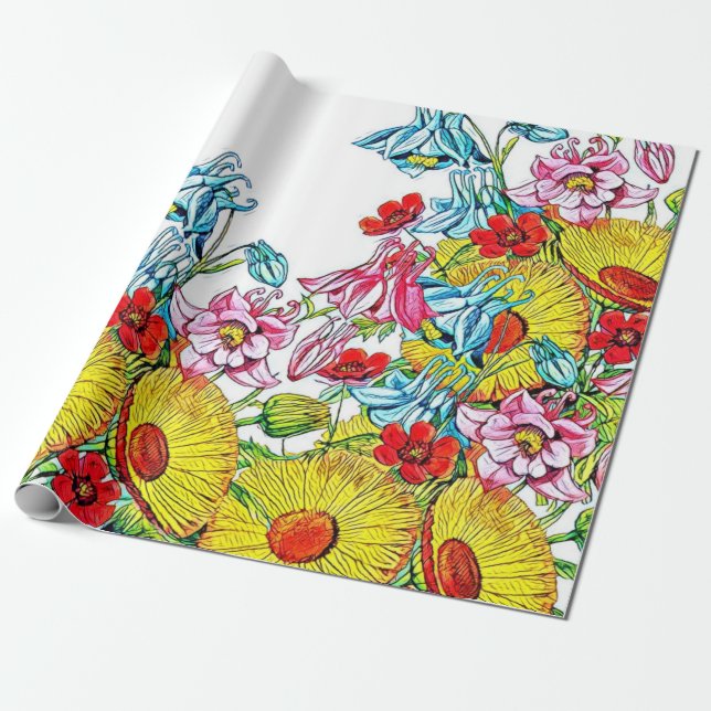 Papel De Presente  Romantic blooming Flowers (Desenrolado)