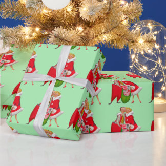 PAPEL DE PRESENTE ROMANTIC RETRO CHRISTMAS COUPLE