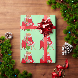 PAPEL DE PRESENTE ROMANTIC RETRO CHRISTMAS COUPLE