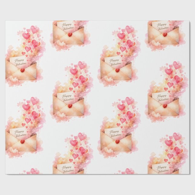 Papel De Presente Romantic Valentine Wrapping Paper Love Envelope  (Aberto)
