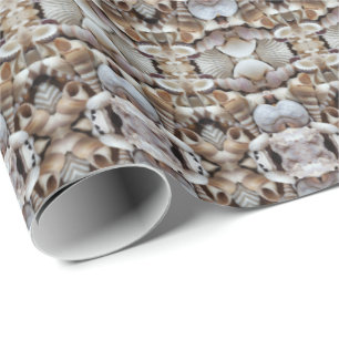 Papel De Presente Romântica Marinha Tropical Exótica Conchas de Prai