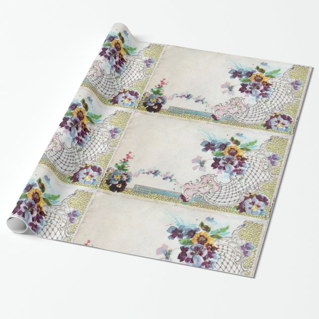 Papel De Presente ROMANTİCA / Romântica Floral, Elegante Flower Bask (Desenrolado)