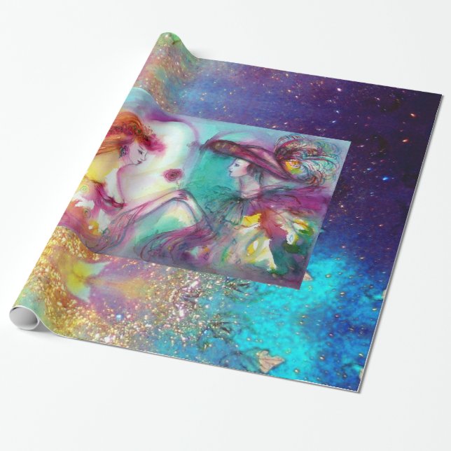 PAPEL DE PRESENTE ROMEO AND JULIET / GOLD BLUE SPARKLES (Desenrolado)