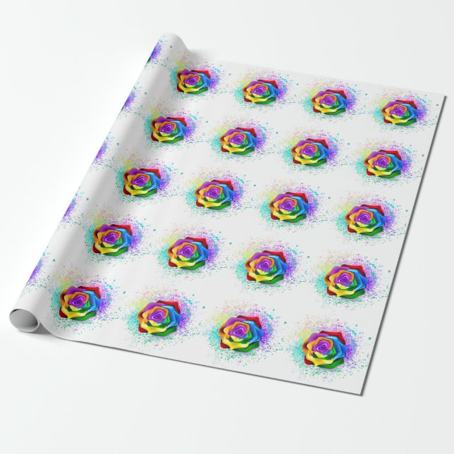 Papel De Presente Rosa Arco-Íris Colorida (Desenrolado)