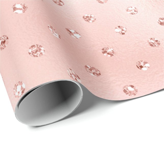 Papel De Presente Rosa Blush Beauty Pink Crystals Swarovski Pontos (Ponta do rolo)