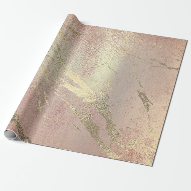 Papel De Presente Rosa Blush Foxier Skin Dourado Marble Shiny VIP (Desenrolado)