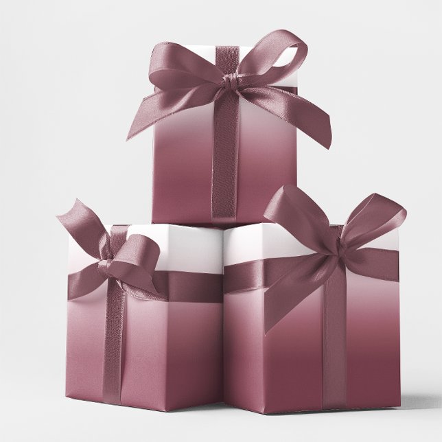 Papel De Presente Rosa Borgonha e Ombre Branco (Rose Burgundy and White Ombre Wrapping Paper)